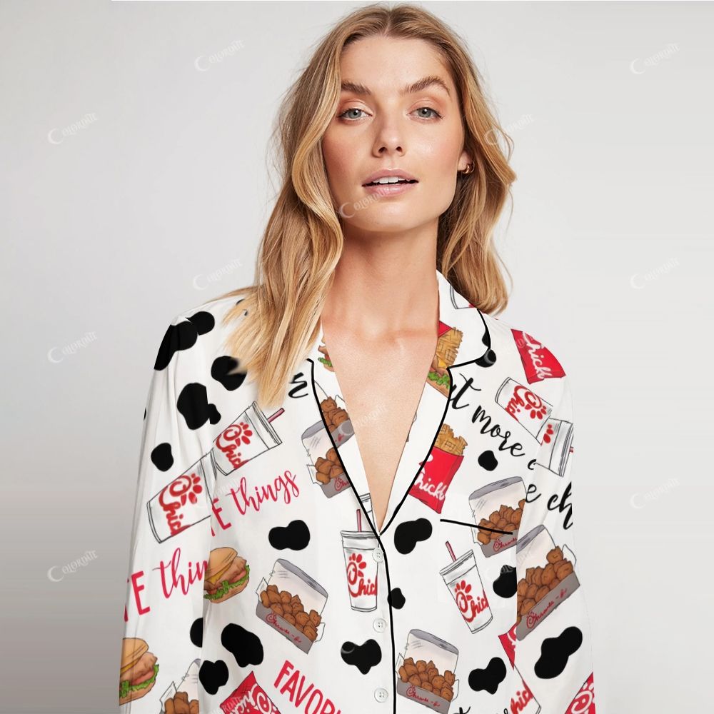 Colordate Women's Chicken Fast Food Print Home Long Sleeve Suit