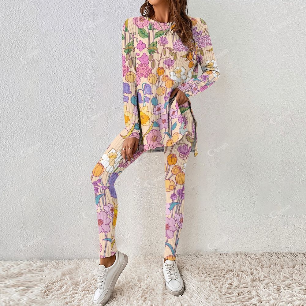 Colordate Prism Posy Women's Colorful Floral Print Long Sleeve Suit