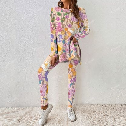 Colordate Prism Posy Women's Colorful Floral Print Long Sleeve Suit
