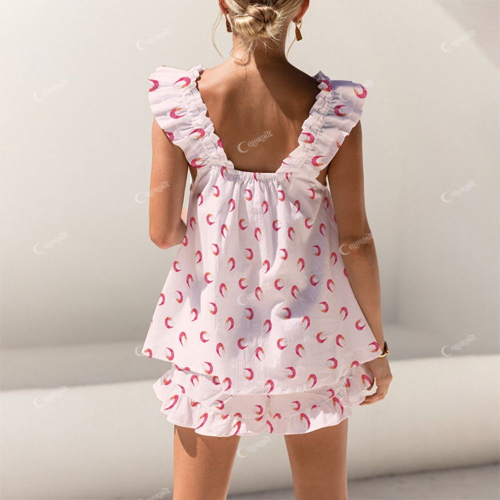 Colordate Shrimp Print Short Tank Top Shorts Pajama Set