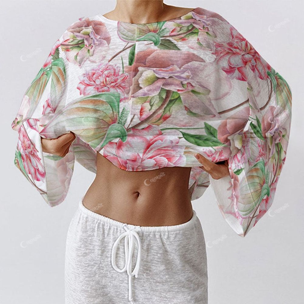 Colordate Women's Pink Flower Print Long Sleeve Cotton Homewear Set