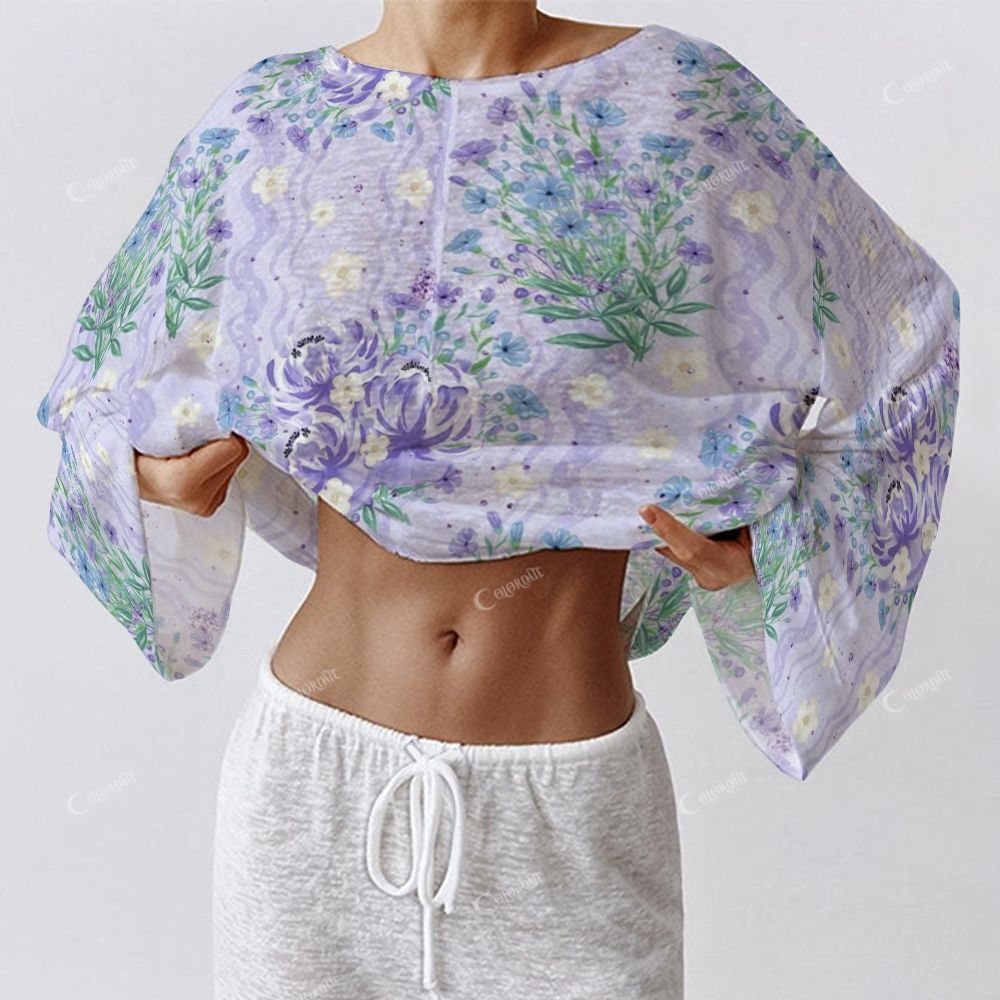 Colordate Women's Purple Floral Print Long Sleeve Cotton Homewear Set