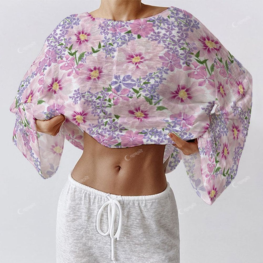 Colordate Women's Purple Floral Print Long Sleeve Cotton Homewear Set