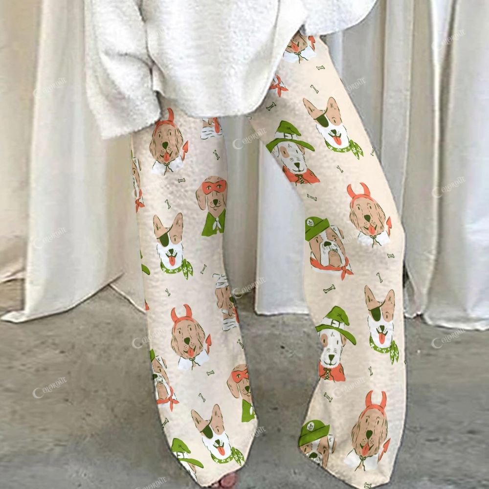 Colordate Dog Print Loungewear Set For Women