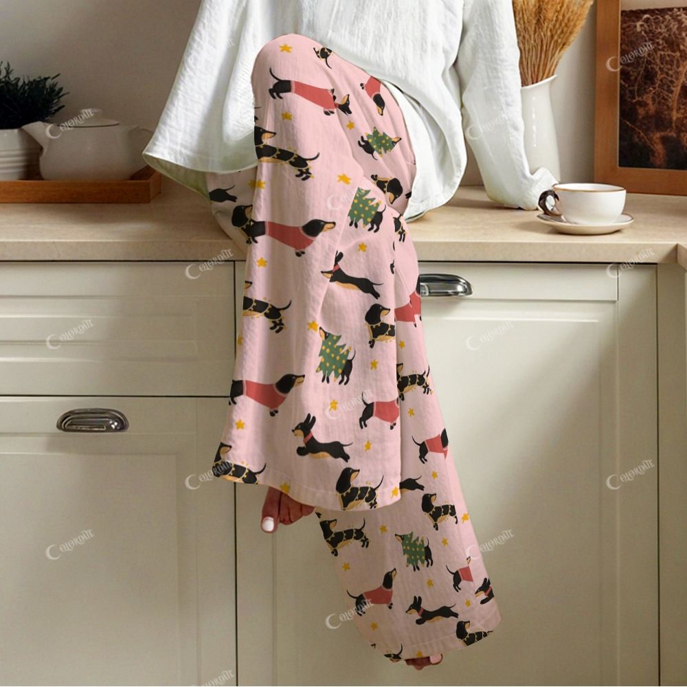 Colordate Women's Cute Dog Print Cotton Cardigan Homewear Set