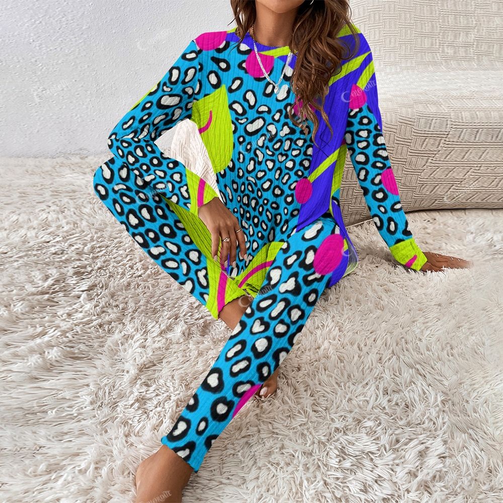 Colordate Women's Leopard Print Long Sleeve Suit