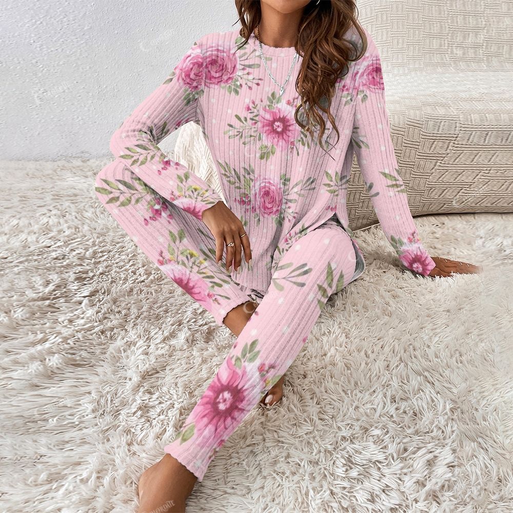 Colordate Women's Flower Print Long Sleeve Suit