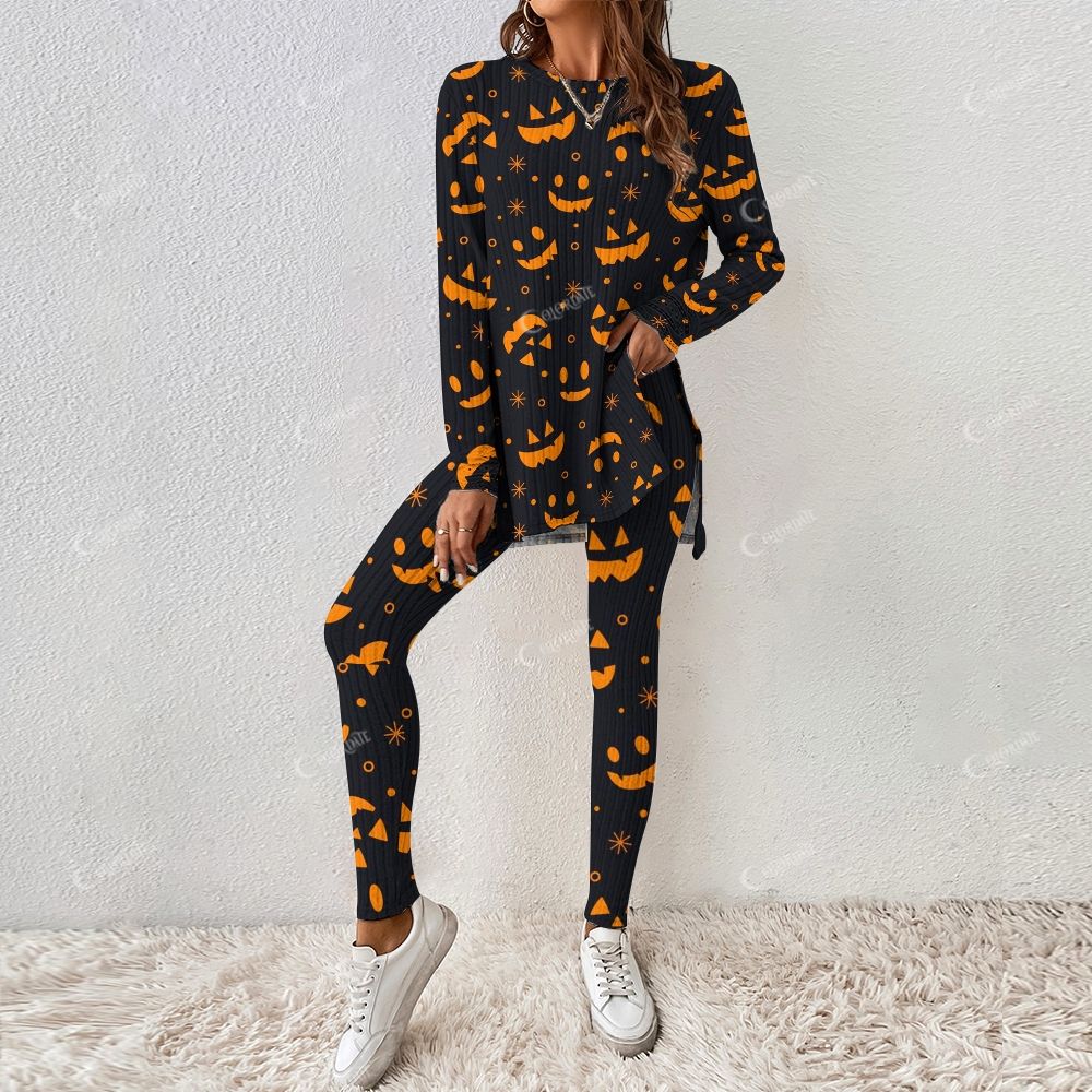 Colordate Women's Halloween Print Long Sleeve Suit