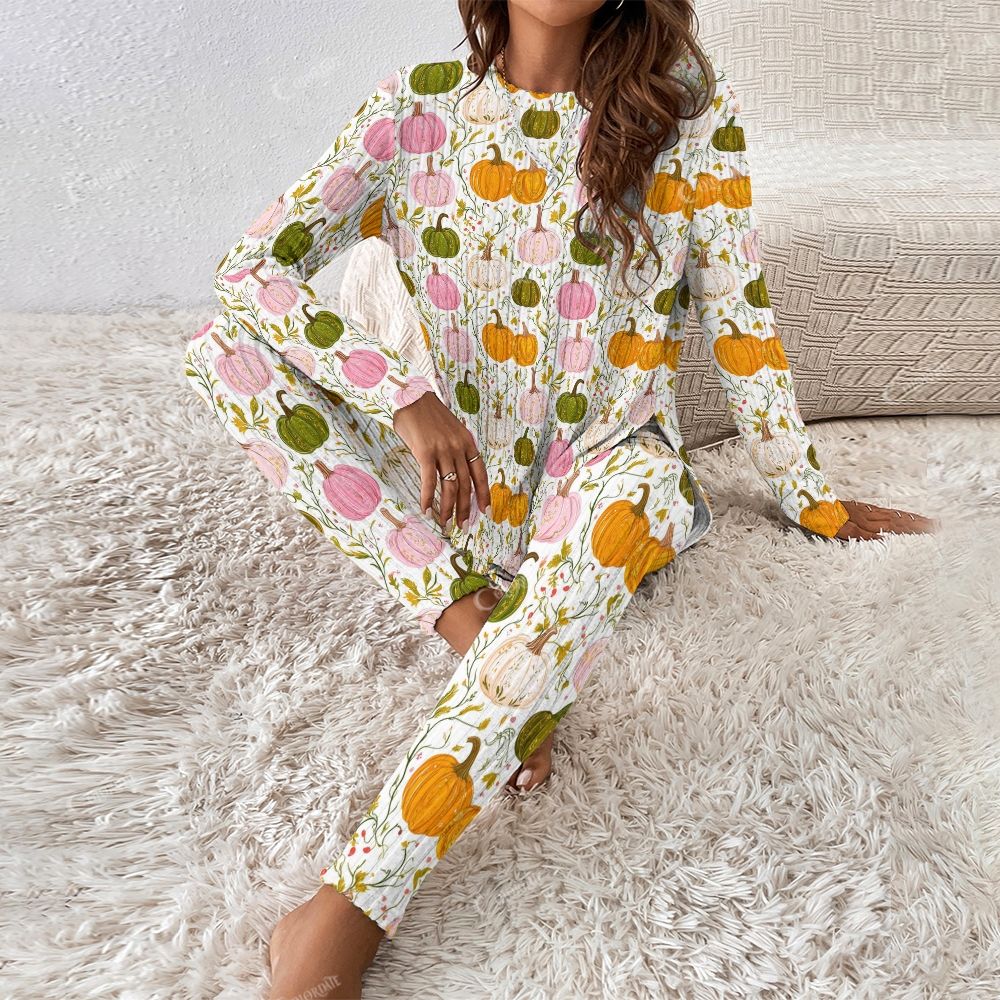 Colordate Women's Colorful Pumpkin Print Long Sleeve Suit