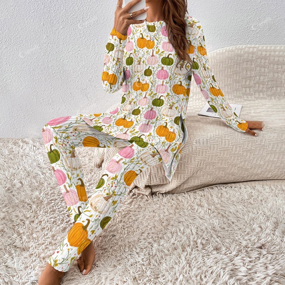 Colordate Women's Colorful Pumpkin Print Long Sleeve Suit
