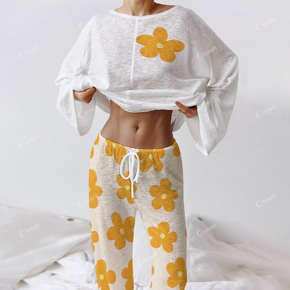 Women's Brilliant Floral Prints Long Sleeve Cotton Homewear Set