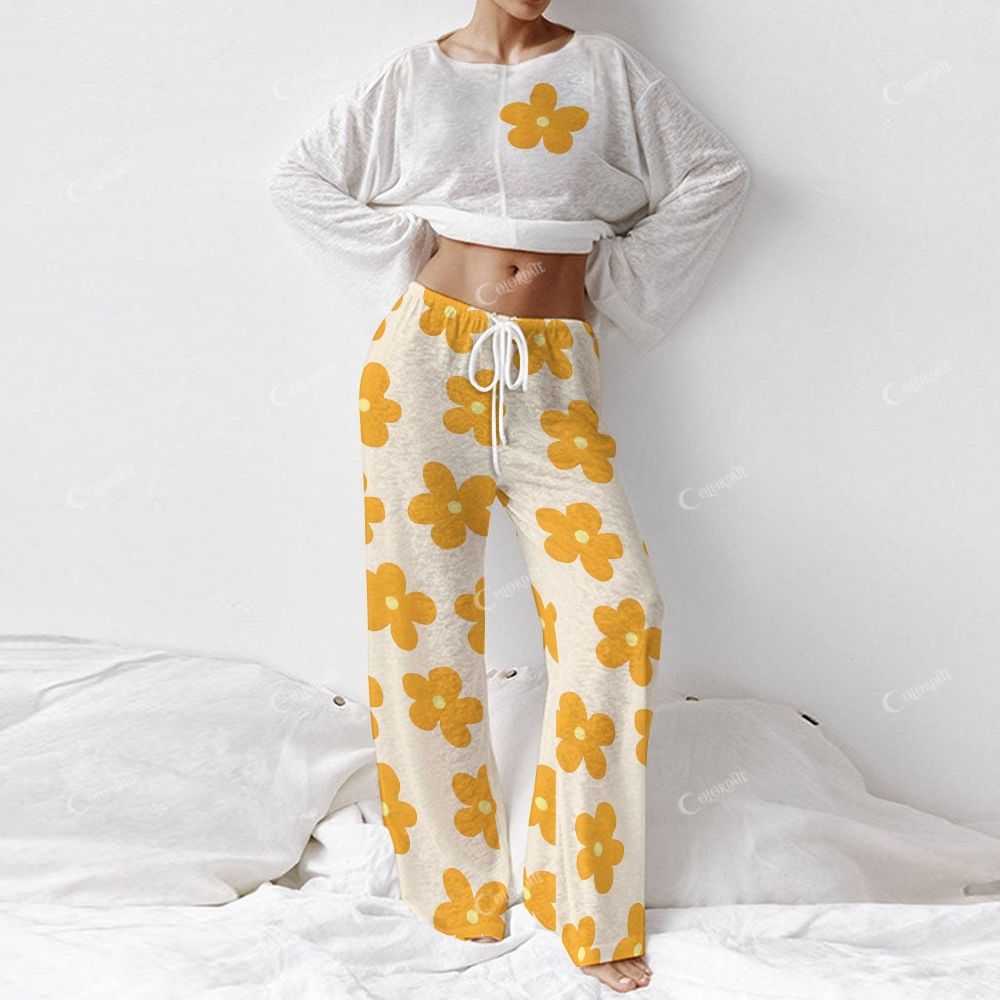 Women's Brilliant Floral Prints Long Sleeve Cotton Homewear Set