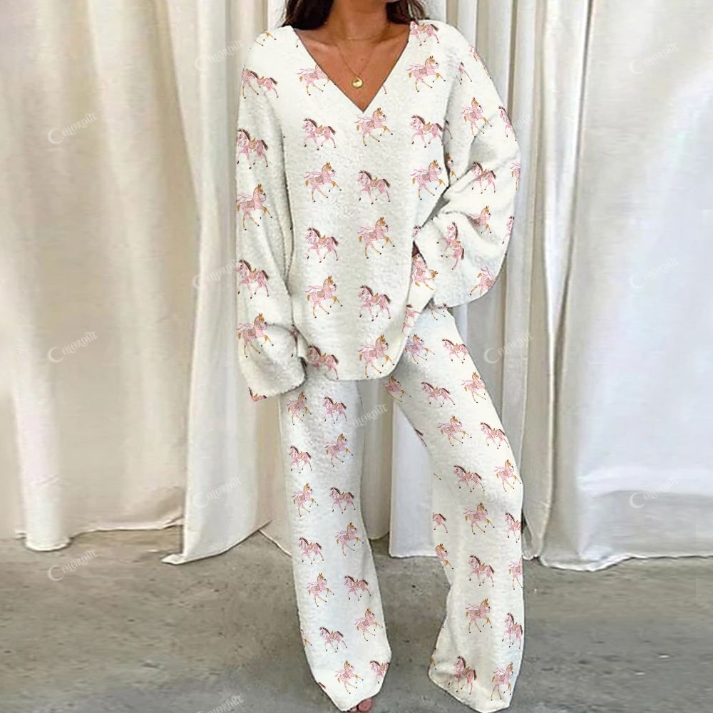 Colordate Horse Print Loungewear Set For Women