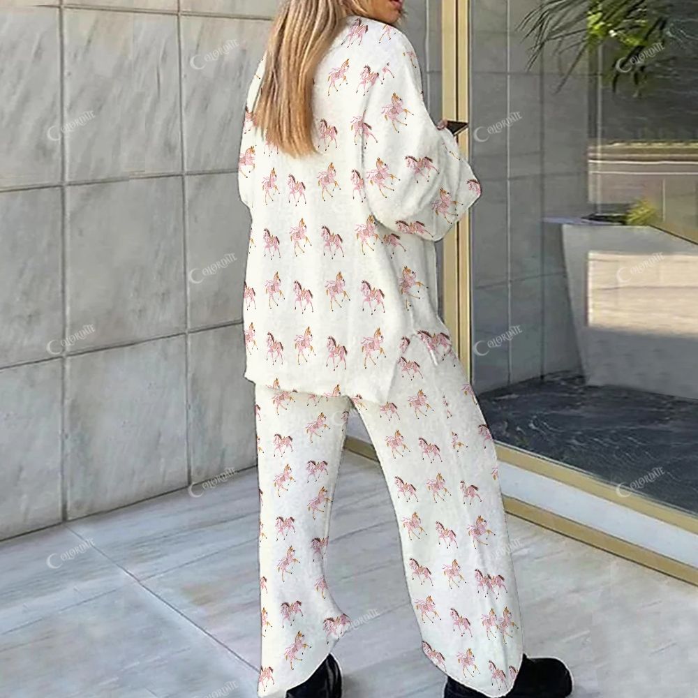 Colordate Horse Print Loungewear Set For Women