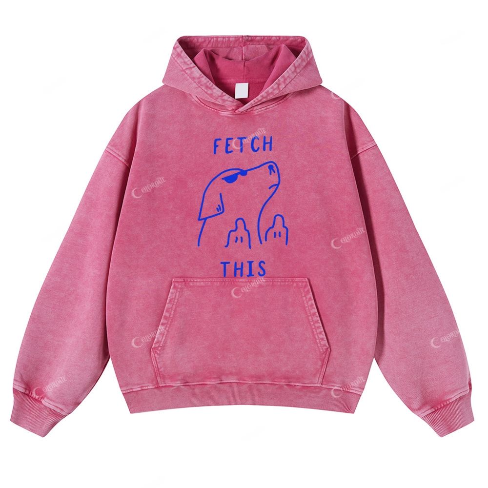 Colordate Line Puppy Print Casual Washed Hoodie