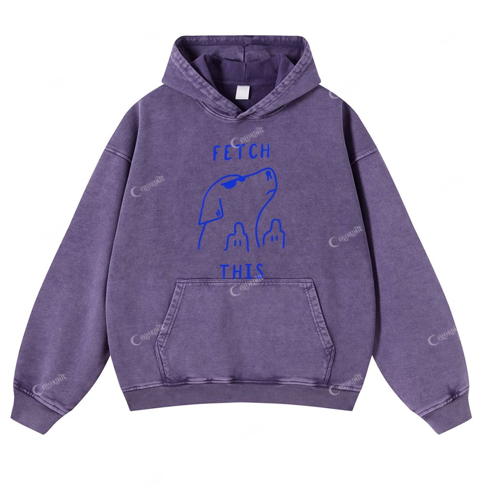Colordate Line Puppy Print Casual Washed Hoodie