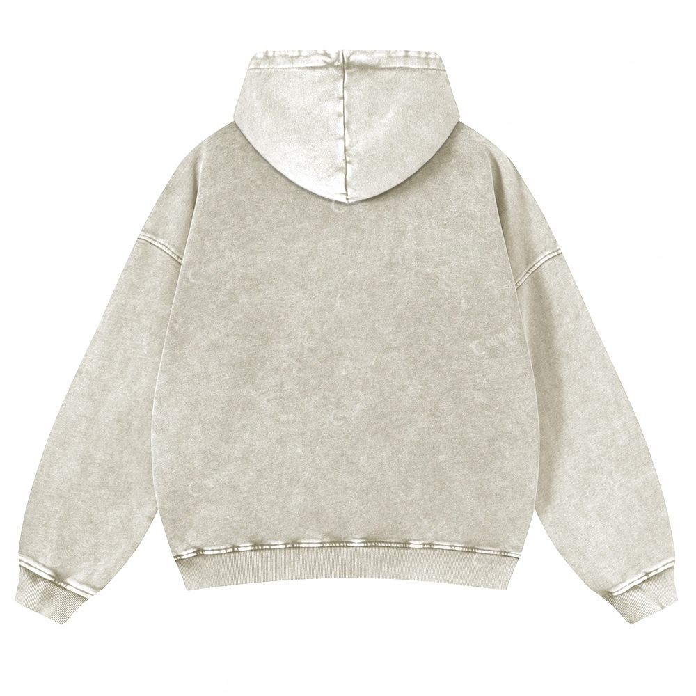 Colordate Raccoon Print Casual Washed Hoodie