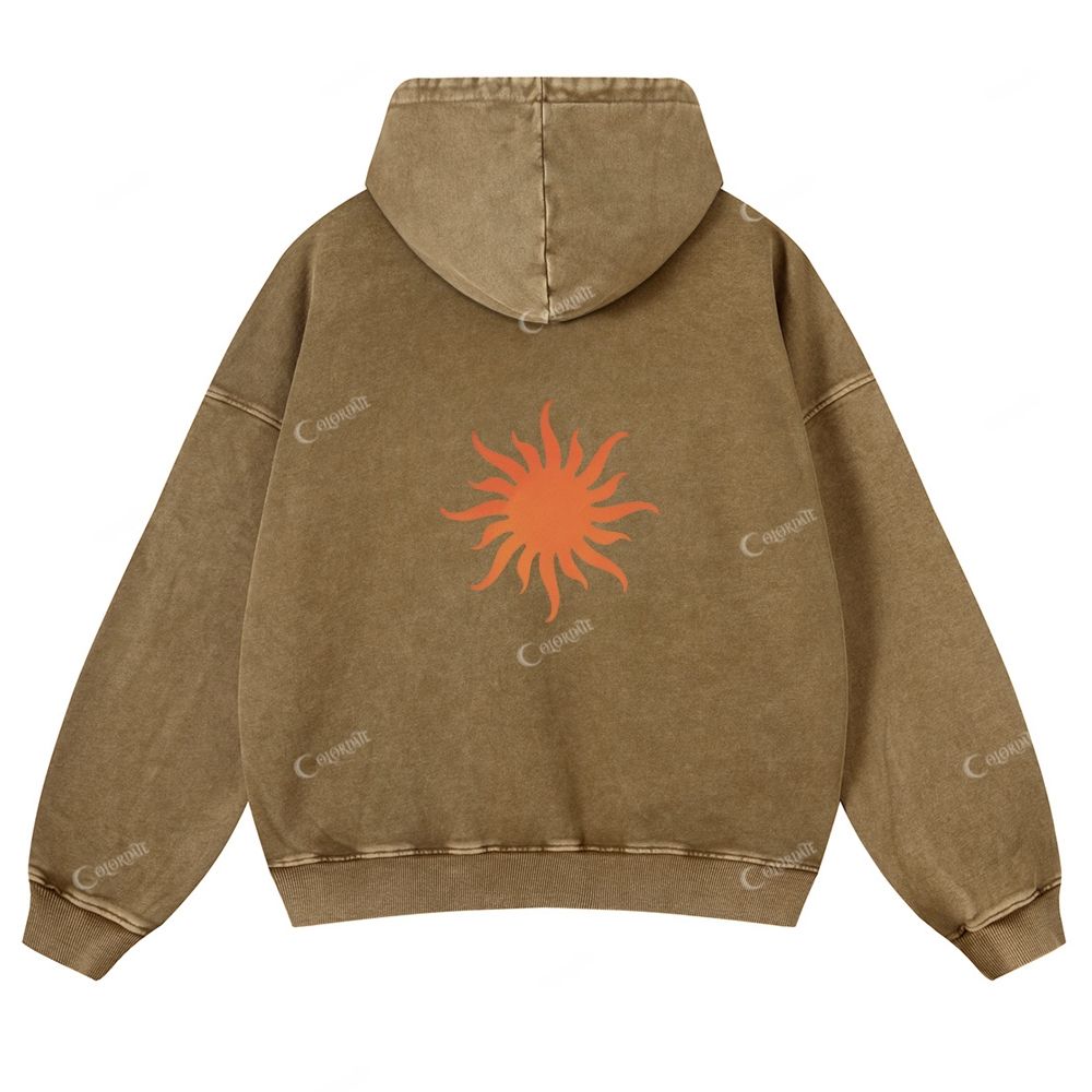 Casual Classic Sun Print Washed Hoodie