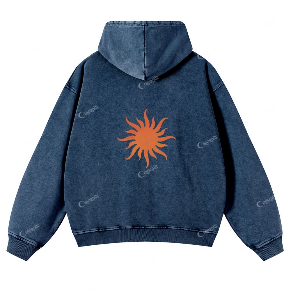 Casual Classic Sun Print Washed Hoodie