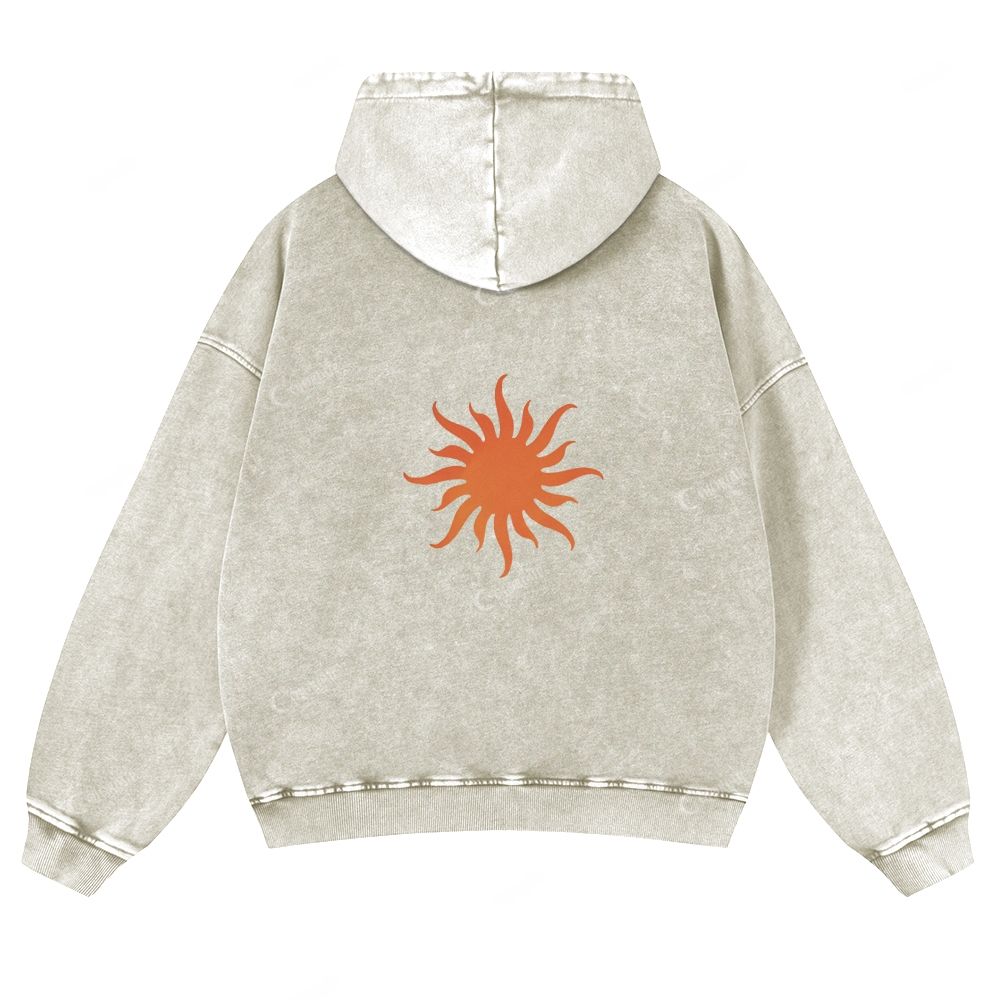 Casual Classic Sun Print Washed Hoodie