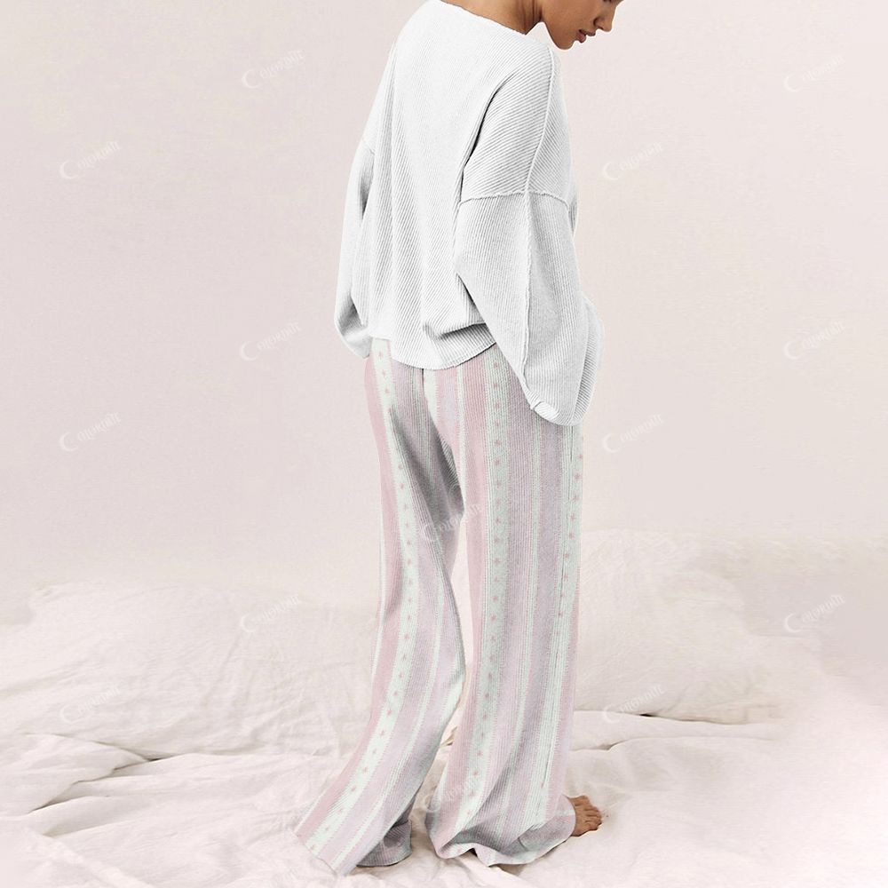 Light Gray with Tree Print Women's Print Long Sleeve Pajama Set