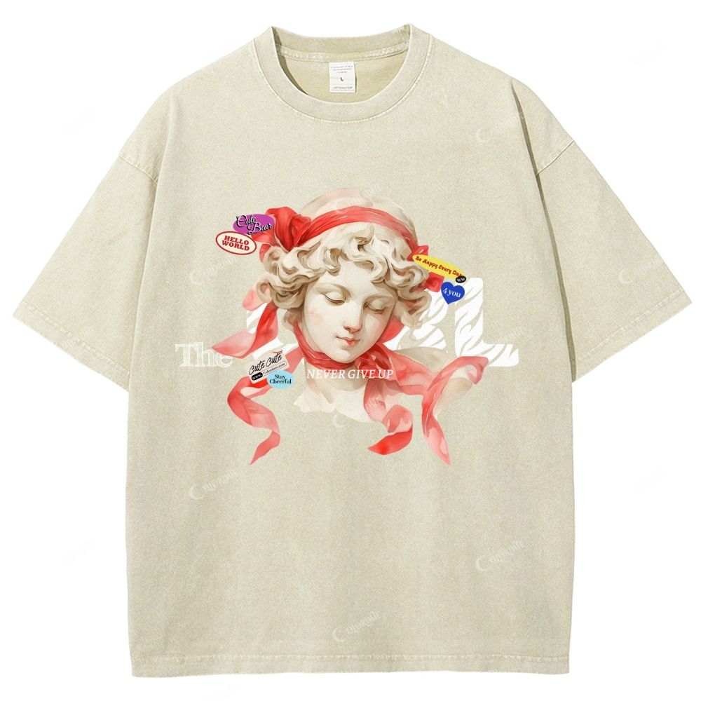 Colordate Unisex Sculpture Printed Washed Tee