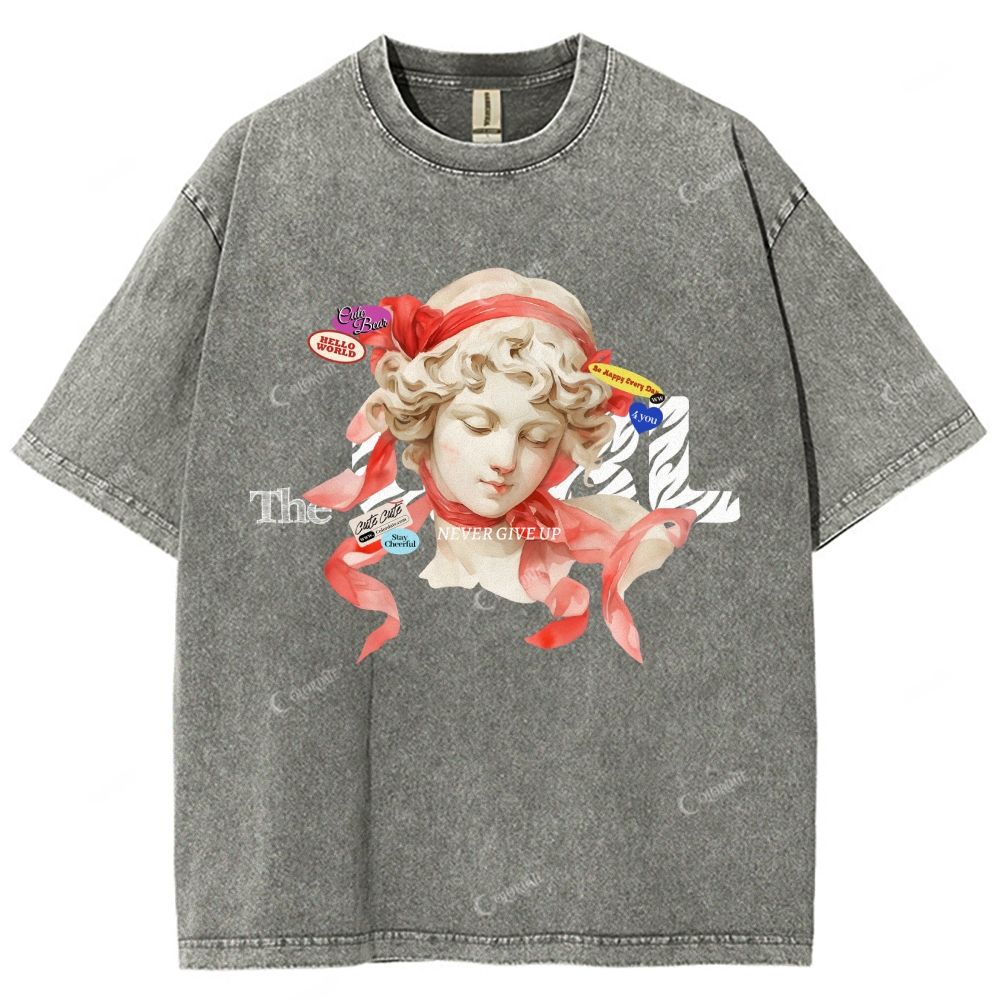 Colordate Unisex Sculpture Printed Washed Tee