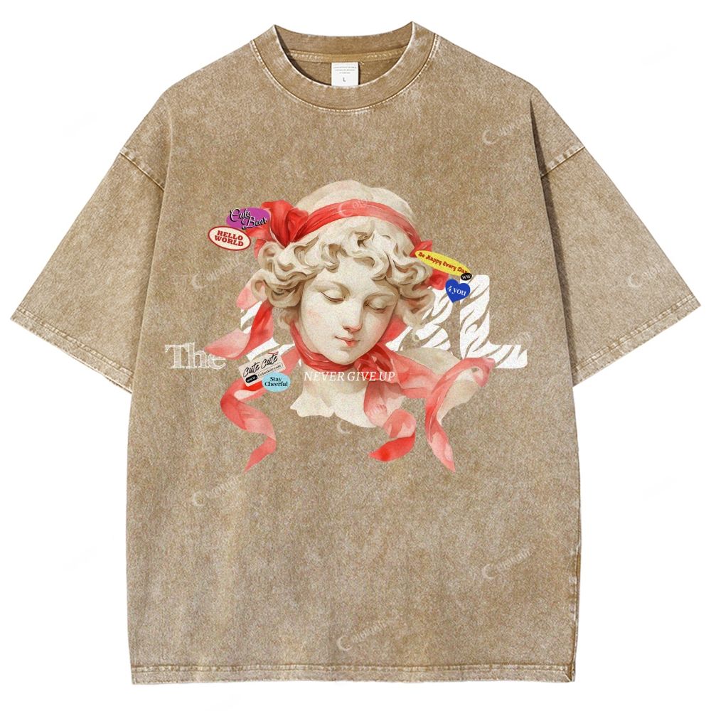 Colordate Unisex Sculpture Printed Washed Tee