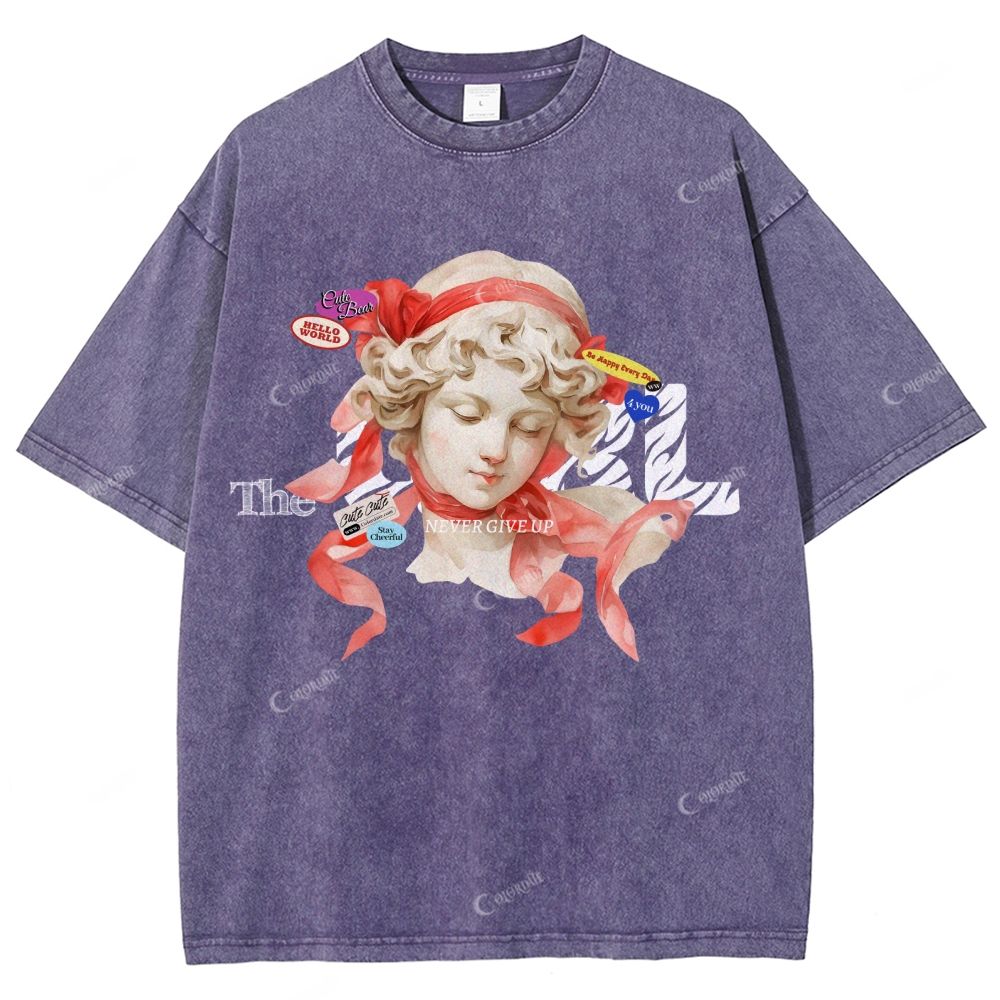 Colordate Unisex Sculpture Printed Washed Tee