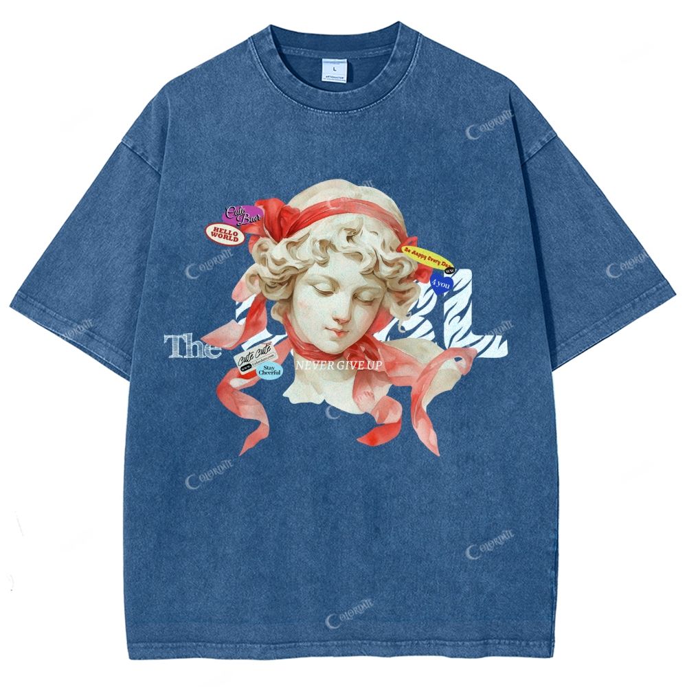 Colordate Unisex Sculpture Printed Washed Tee