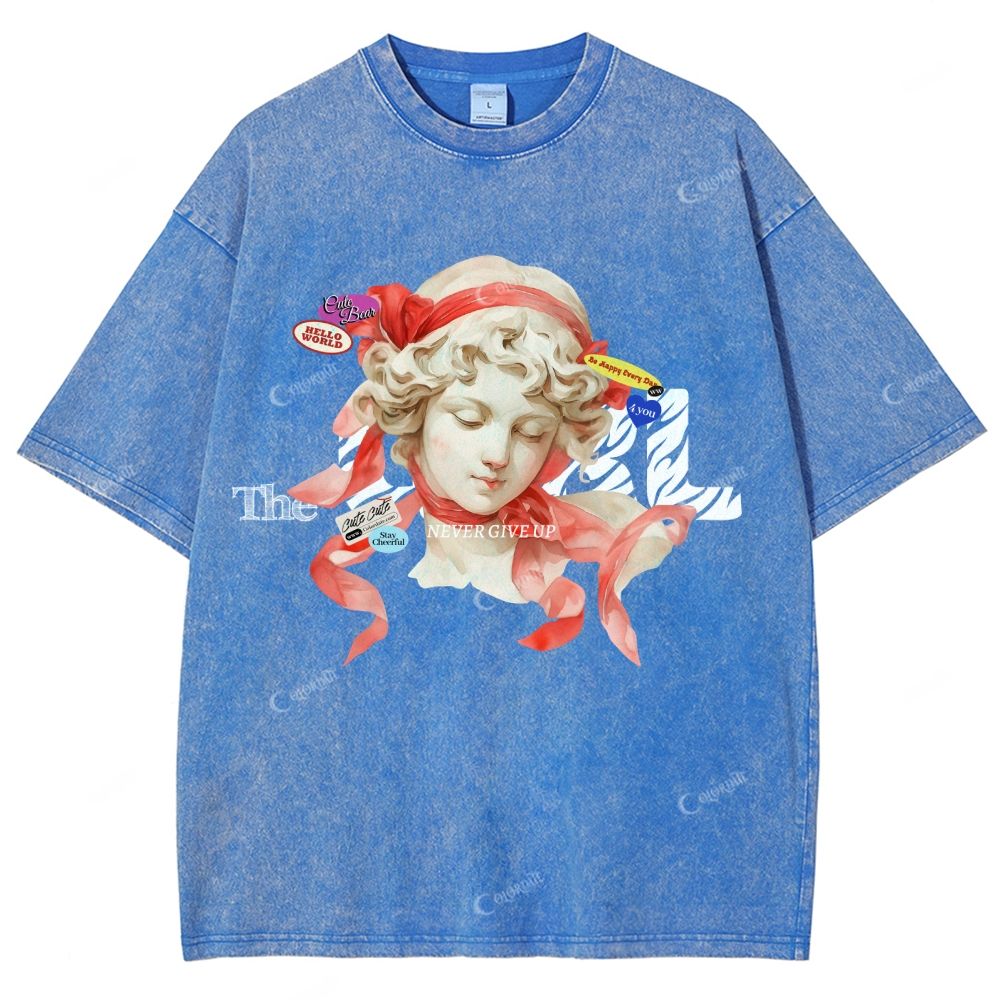 Colordate Unisex Sculpture Printed Washed Tee