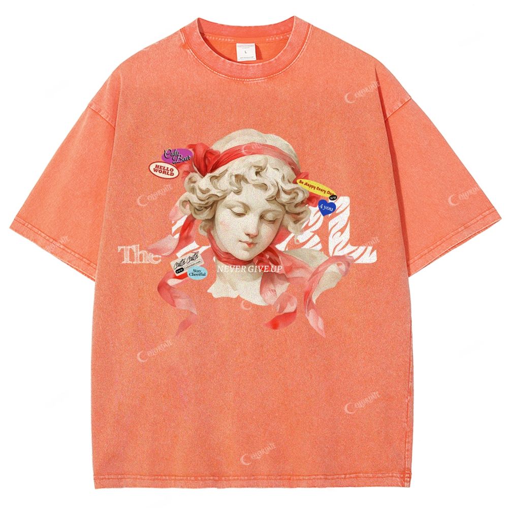 Colordate Unisex Sculpture Printed Washed Tee