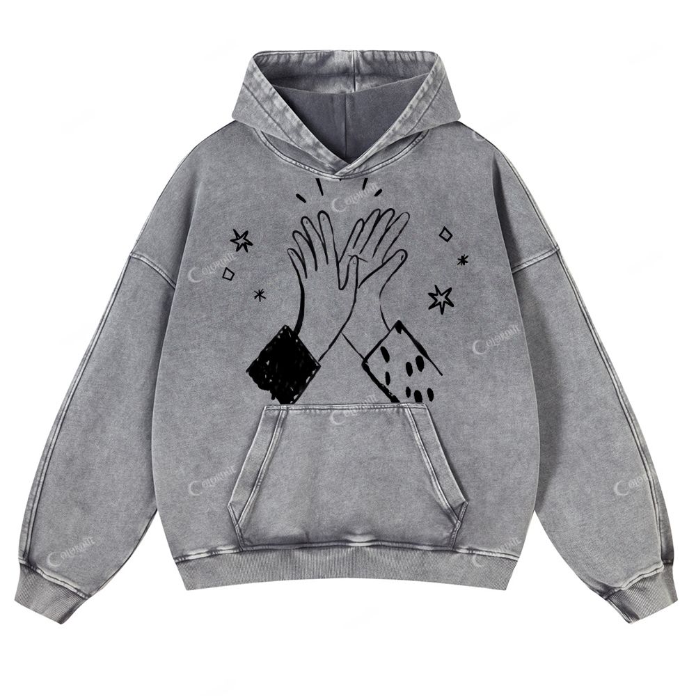 Casual Clap Washed Hoodie
