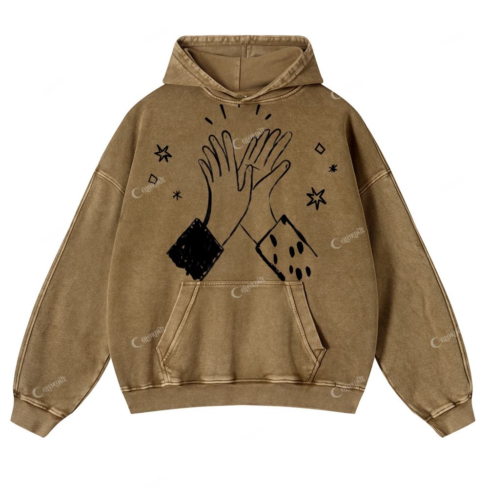 Casual Clap Washed Hoodie
