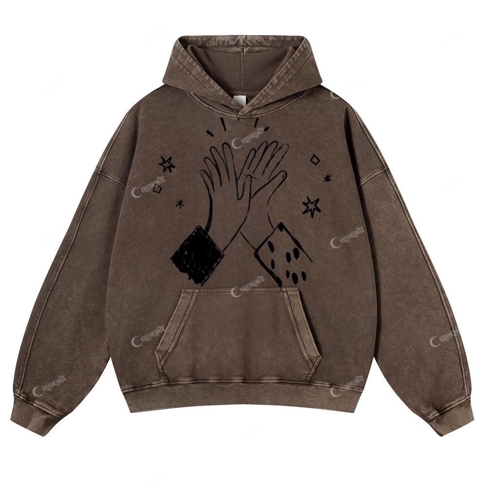 Casual Clap Washed Hoodie