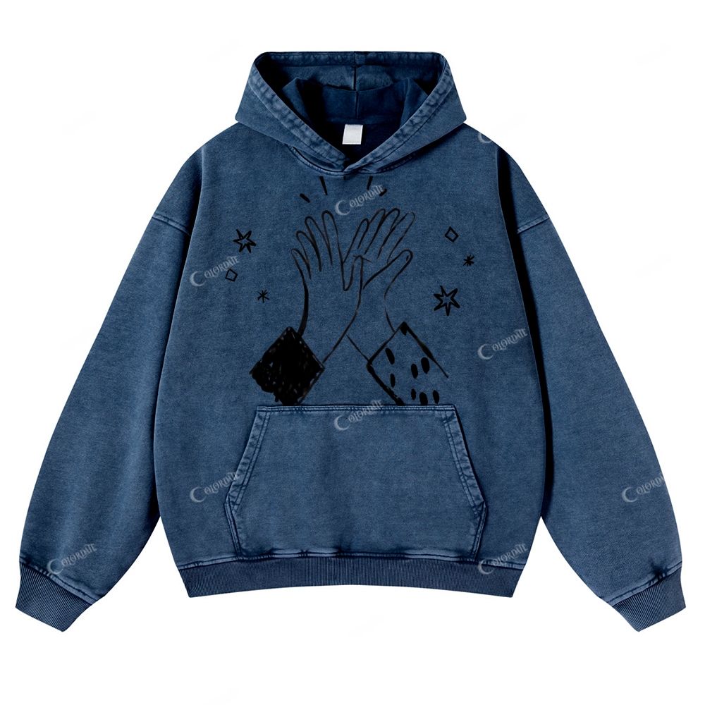 Casual Clap Washed Hoodie