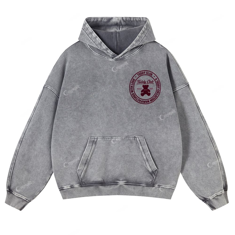 Casual Teddy Bear Club Washed Hoodie