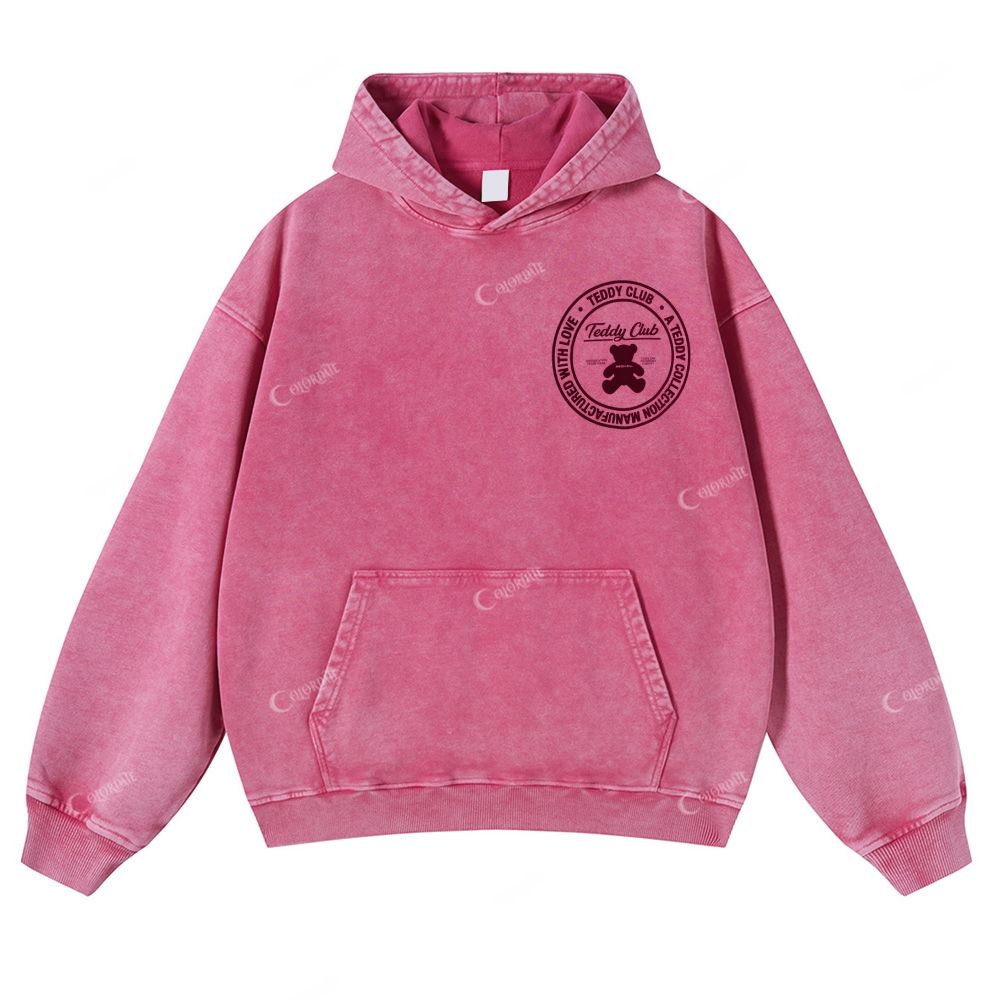 Casual Teddy Bear Club Washed Hoodie