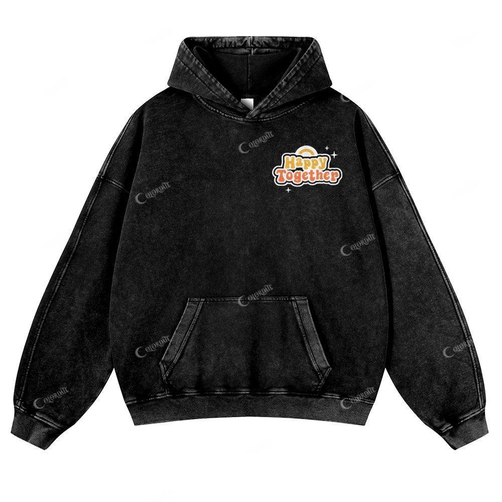 Casual Happy Together Washed Hoodie