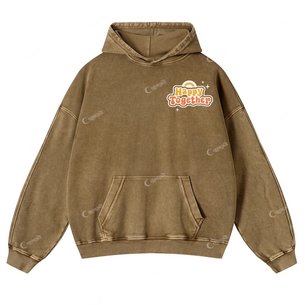 Casual Happy Together Washed Hoodie