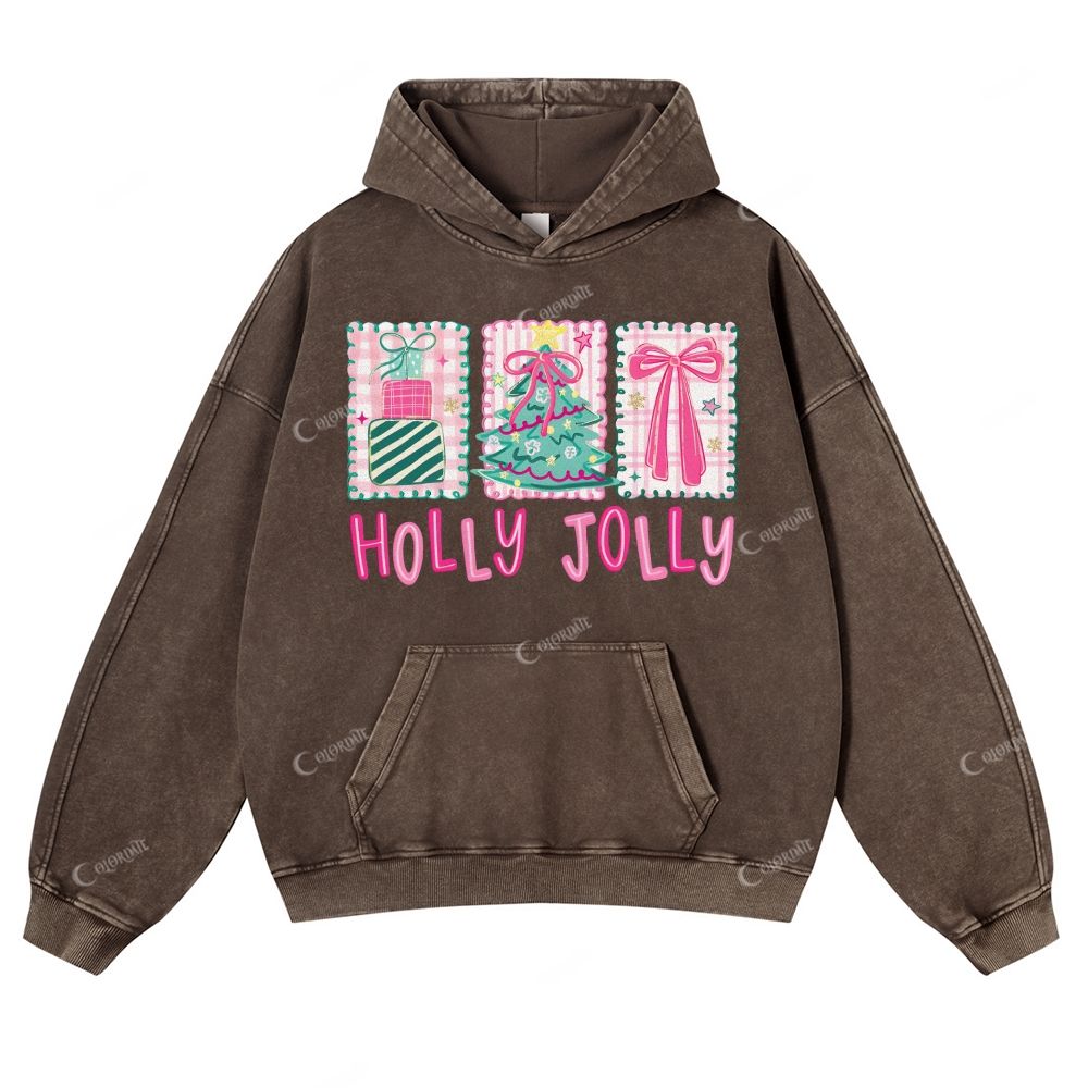 Casual HollyJolly Washed Hoodie