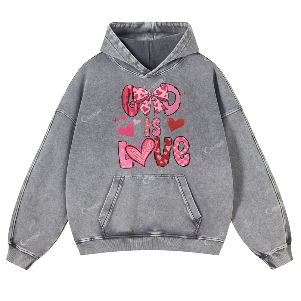 Casual God Is Love Washed Hoodie