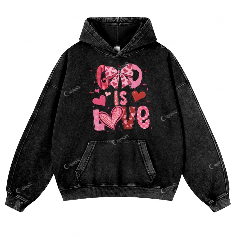 Casual God Is Love Washed Hoodie