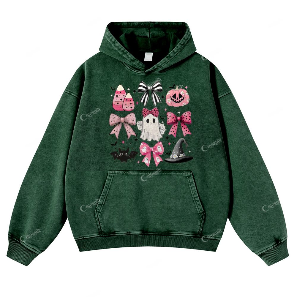 Casual Halloween Tail  Washed Hoodie