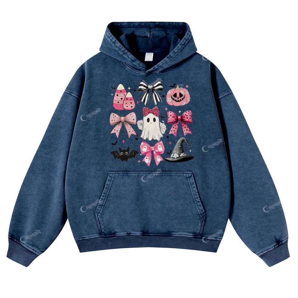 Casual Halloween Tail  Washed Hoodie