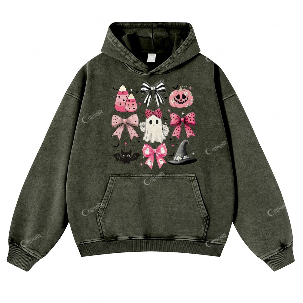 Casual Halloween Tail  Washed Hoodie