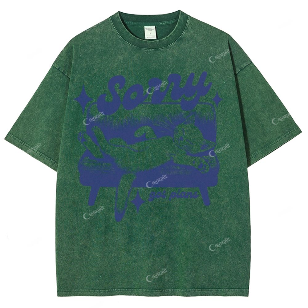 Colordate Unisex Cat Printed Washed Tee