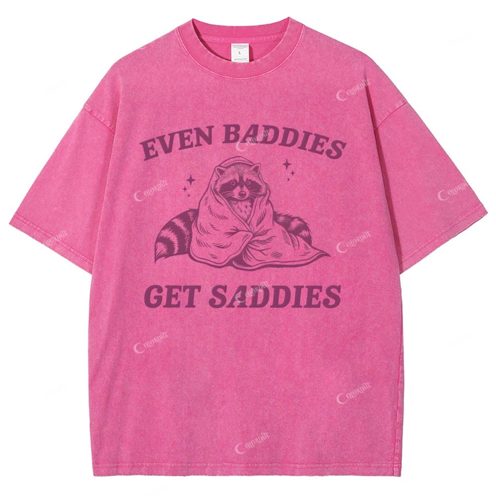 Colordate Unisex Raccoon Printed Washed Tee