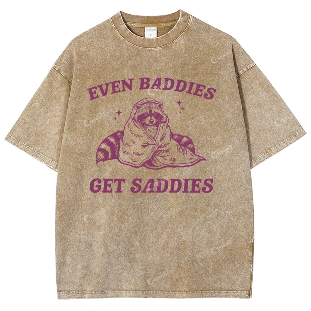 Colordate Unisex Raccoon Printed Washed Tee