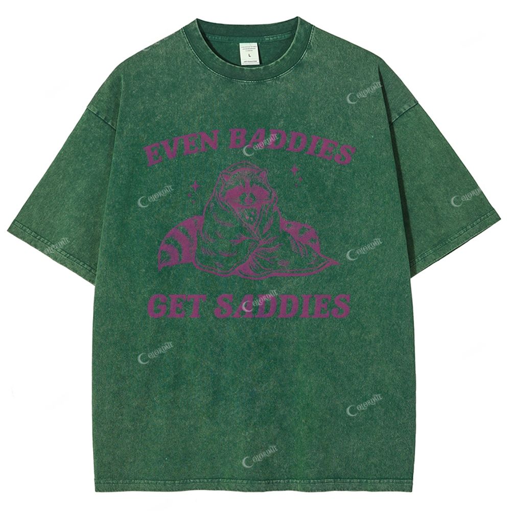 Colordate Unisex Raccoon Printed Washed Tee